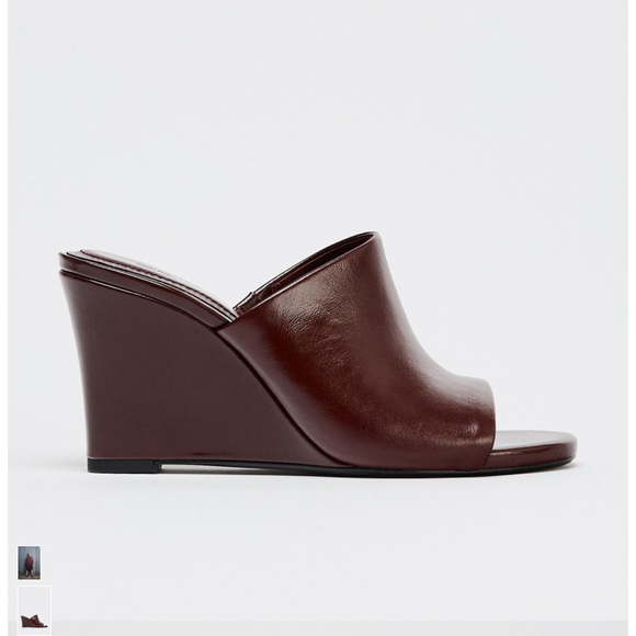 Zara Women's Burgundy Wedge Sandals - Picture 2 of 8